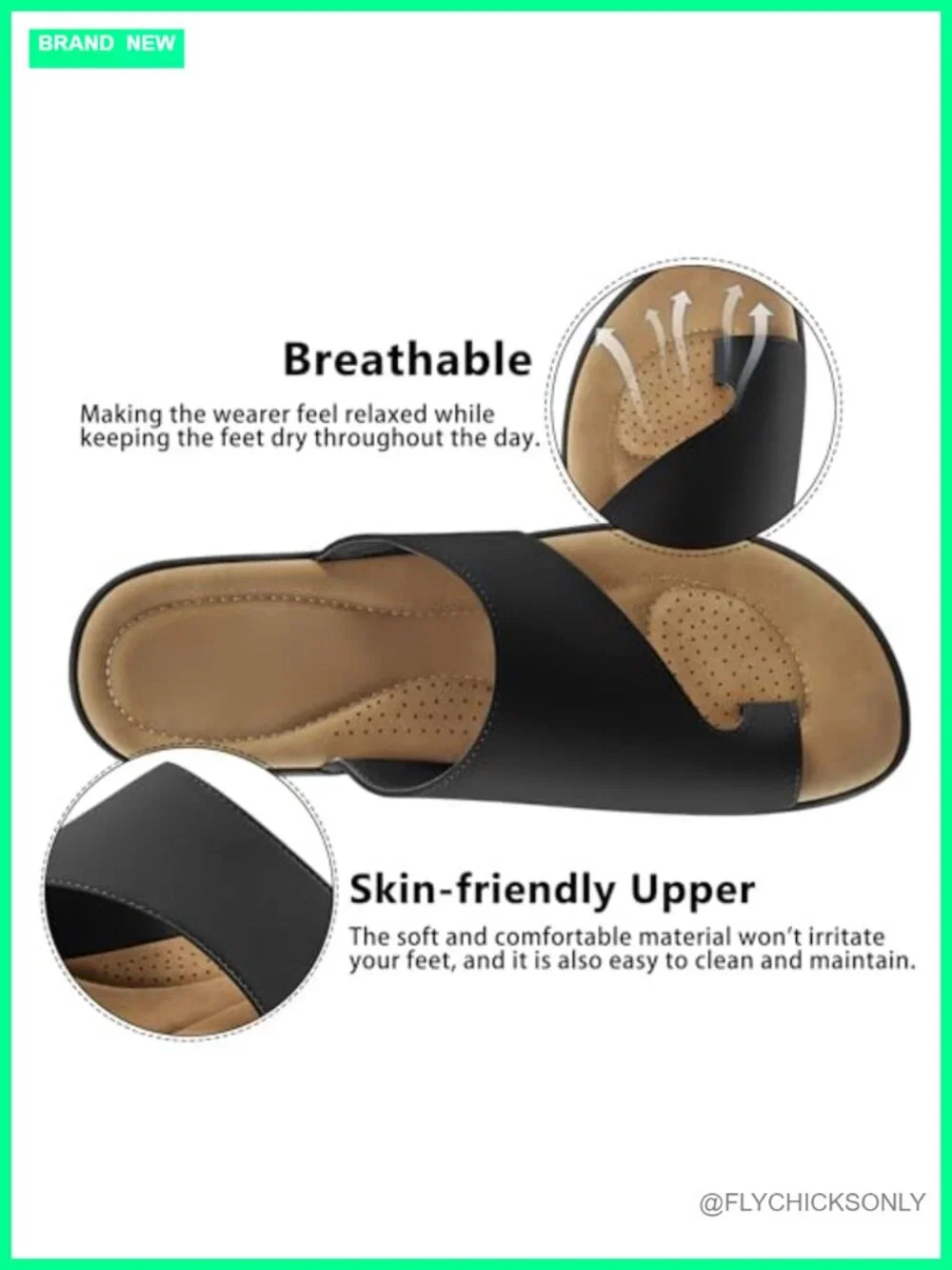 Comfortable Walking Dressy Slide Sandals Orthopedic Support Non-slip